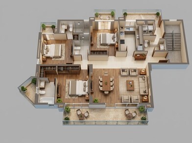 Floor plan of 3 BHK 2059 Sq. Ft. Apartment in Godrej Icon, Gurgaon