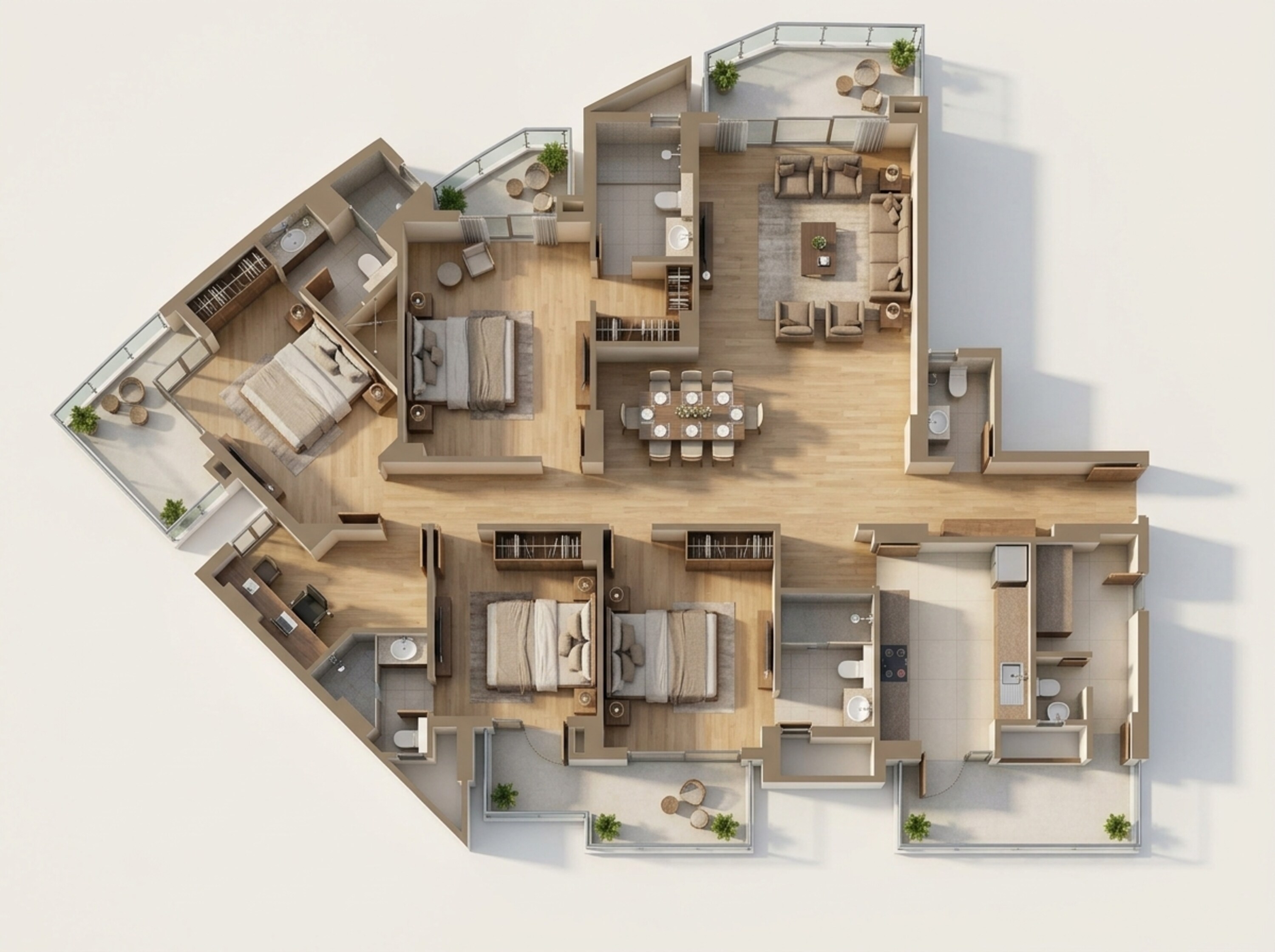 Floor plan of 4 BHK 3008 Sq. Ft. Apartment in Godrej Icon, Gurgaon