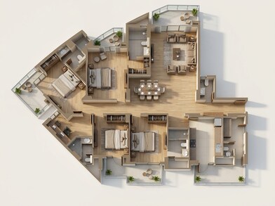 Floor plan of 4 BHK 3008 Sq. Ft. Apartment in Godrej Icon, Gurgaon