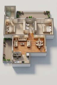 Floor plan of 2 BHK 1400 Sq. Ft. Apartment in BPTP Park Sentosa, Faridabad