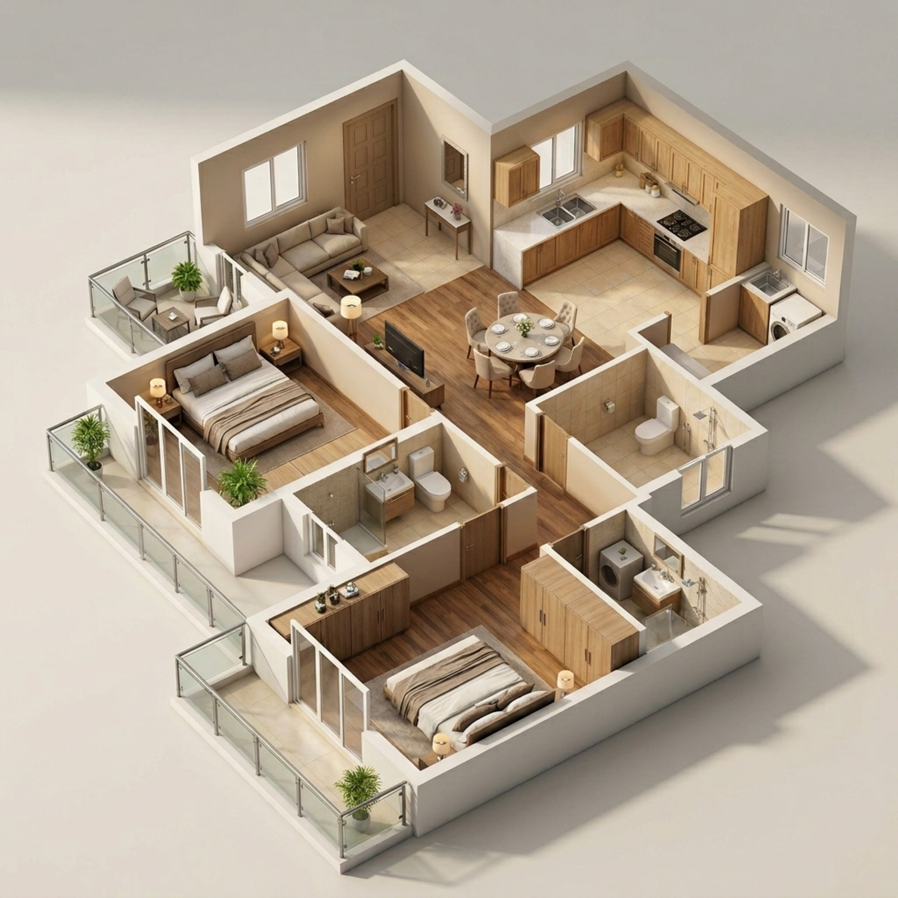 Floor plan of 2 BHK Apartment - 1255 sq. ft. in Puravankara Windermere, Chennai