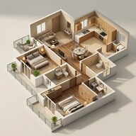 Floor plan of 2 BHK 1255 Sq. Ft. Apartment in Puravankara Windermere, Chennai
