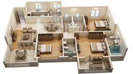 Floor plan of 3 BHK 2161 Sq. Ft. Apartment in Puravankara Windermere, Chennai