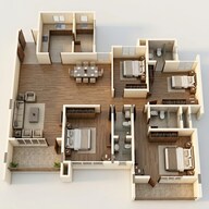 Floor plan of 4 BHK 2691 Sq. Ft. Apartment in Puravankara Windermere, Chennai