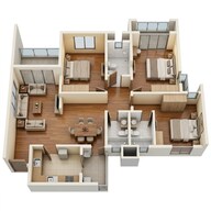 Floor plan of 3 BHK 1945 Sq. Ft. Apartment in Puravankara Windermere, Chennai