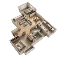 Floor plan of 2 BHK 1100 Sq. Ft. Apartment in LnT Eden Park, Chennai