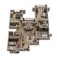 Floor plan of 3 BHK 2050 Sq. Ft. Apartment in LnT Eden Park, Chennai