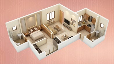 Floor plan of 1 BHK 425 Sq. Ft. Apartment in Dosti Planet North, Thane