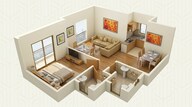 Floor plan of 1 BHK 437 Sq. Ft. Apartment in Dosti Planet North, Thane