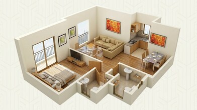 Floor plan of 1 BHK 437 Sq. Ft. Apartment in Dosti Planet North, Thane