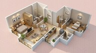 Floor plan of 2 BHK 541 Sq. Ft. Apartment in Dosti Planet North, Thane