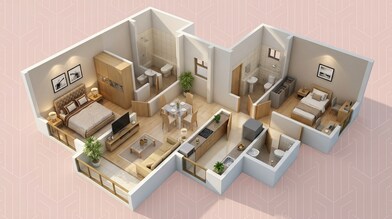 Floor plan of 2 BHK 541 Sq. Ft. Apartment in Dosti Planet North, Thane
