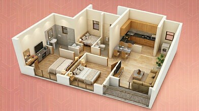 Floor plan of 2 BHK 717 Sq. Ft. Apartment in Dosti Planet North, Thane