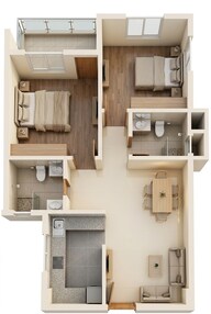 Floor plan of 2 BHK 830 Sq. Ft. Apartment in Godrej Prakriti, Kolkata