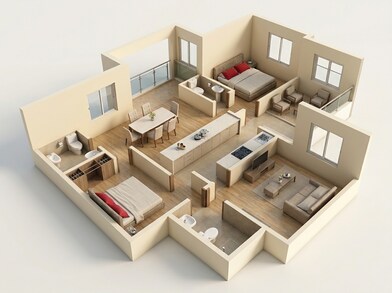 Floor plan of 2 BHK 880 Sq. Ft. Apartment in Godrej Prakriti, Kolkata