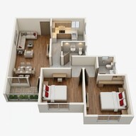 Floor plan of 2 BHK 929 Sq. Ft. Apartment in Godrej Prakriti, Kolkata