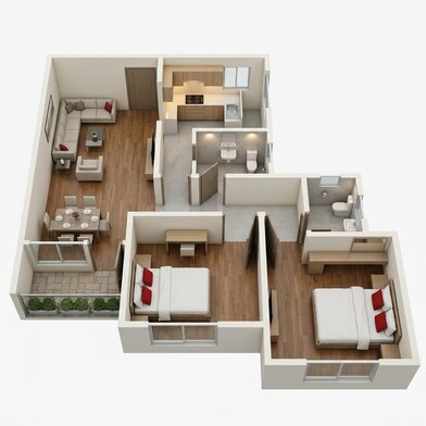 Floor plan of 2 BHK 929 Sq. Ft. Apartment in Godrej Prakriti, Kolkata