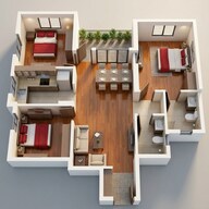Floor plan of 3 BHK 1101 Sq. Ft. Apartment in Godrej Prakriti, Kolkata