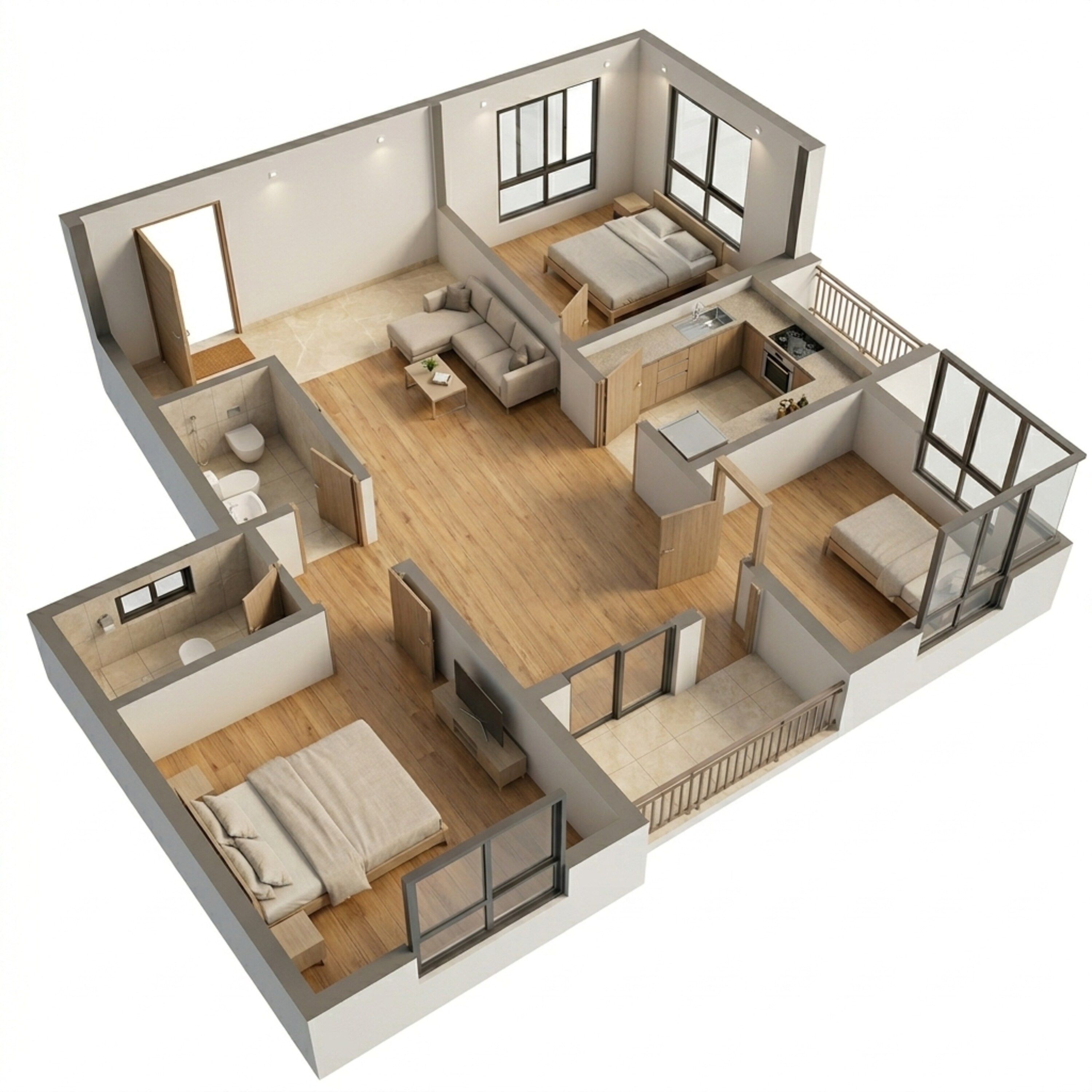Floor plan of 3 BHK 1170 Sq. Ft. Apartment in Godrej Prakriti, Kolkata