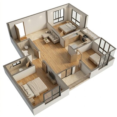 Floor plan of 3 BHK 1170 Sq. Ft. Apartment in Godrej Prakriti, Kolkata
