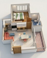 Floor plan of 1 BHK 455 Sq. Ft. Apartment in Mayfair Housing Platinum, Kolkata