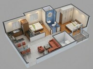 Floor plan of 2 BHK 680 Sq. Ft. Apartment in Mayfair Housing Platinum, Kolkata