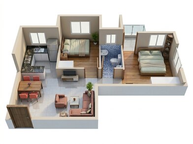 Floor plan of 2 BHK 900 Sq. Ft. Apartment in Mayfair Housing Platinum, Kolkata