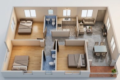 Floor plan of 3 BHK 1115 Sq. Ft. Apartment in Mayfair Housing Platinum, Kolkata
