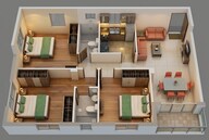 Floor plan of 3 BHK 1207 Sq. Ft. Apartment in Mayfair Housing Platinum, Kolkata