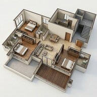 Floor plan of 3 BHK 755 Sq. Ft. Apartment in Kalpataru Crescendo, Pune