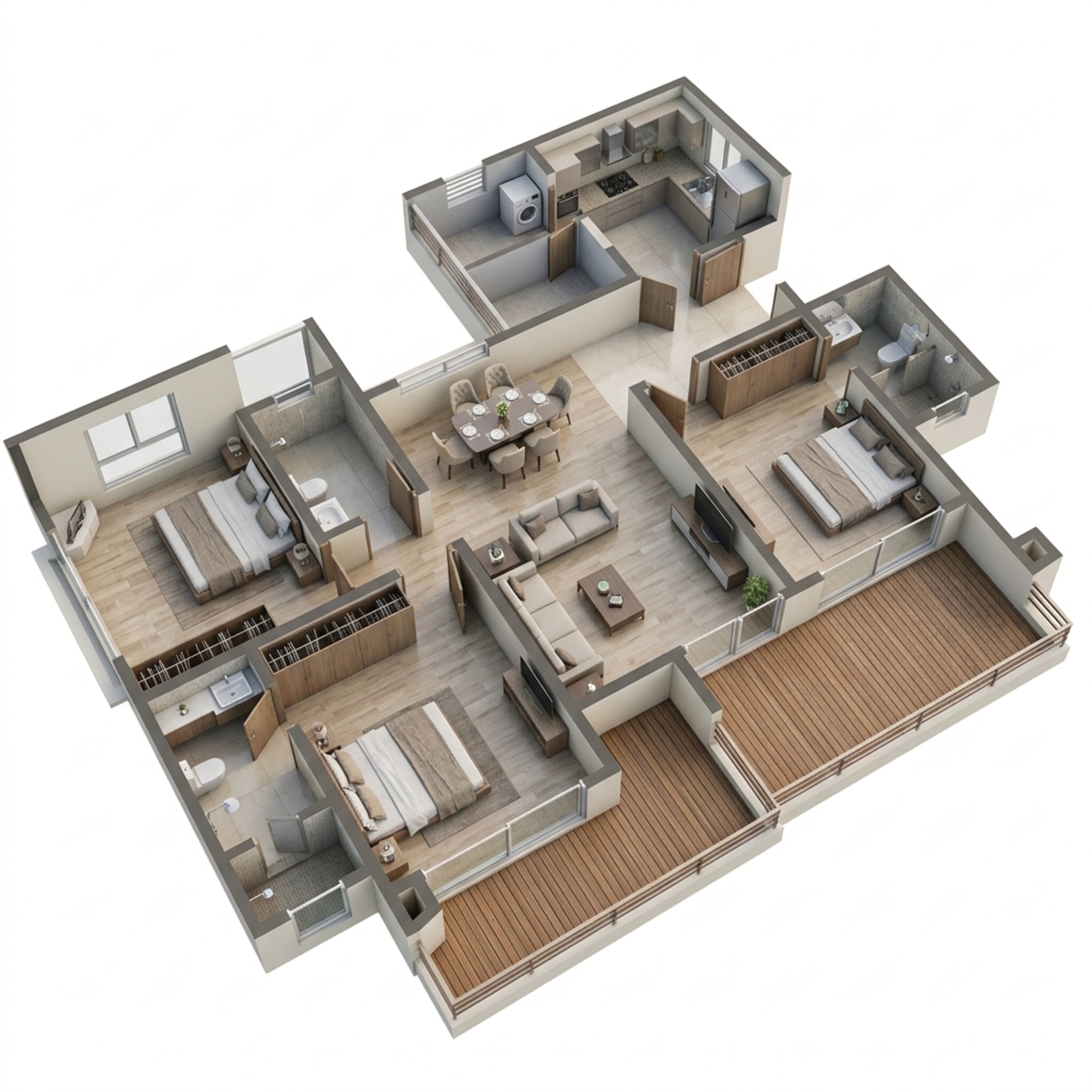 Floor plan of 3 BHK 934 Sq. Ft. Apartment in Kalpataru Crescendo, Pune