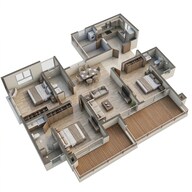 Floor plan of 3 BHK 934 Sq. Ft. Apartment in Kalpataru Crescendo, Pune