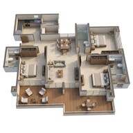 Floor plan of 3 BHK 950 Sq. Ft. Apartment in Kalpataru Crescendo, Pune