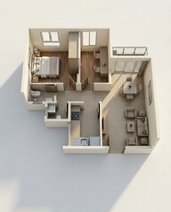 Floor plan of 2 BHK 1050 Sq. Ft. Apartment in Godrej Azure, Chennai