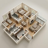Floor plan of 2 BHK 1029 Sq. Ft. Apartment in Godrej Azure, Chennai