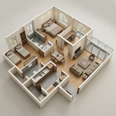 Floor plan of 2 BHK 1029 Sq. Ft. Apartment in Godrej Azure, Chennai