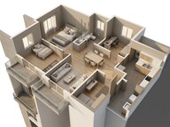 Floor plan of 2 BHK 1491 Sq. Ft. Apartment in Godrej 101, Gurgaon