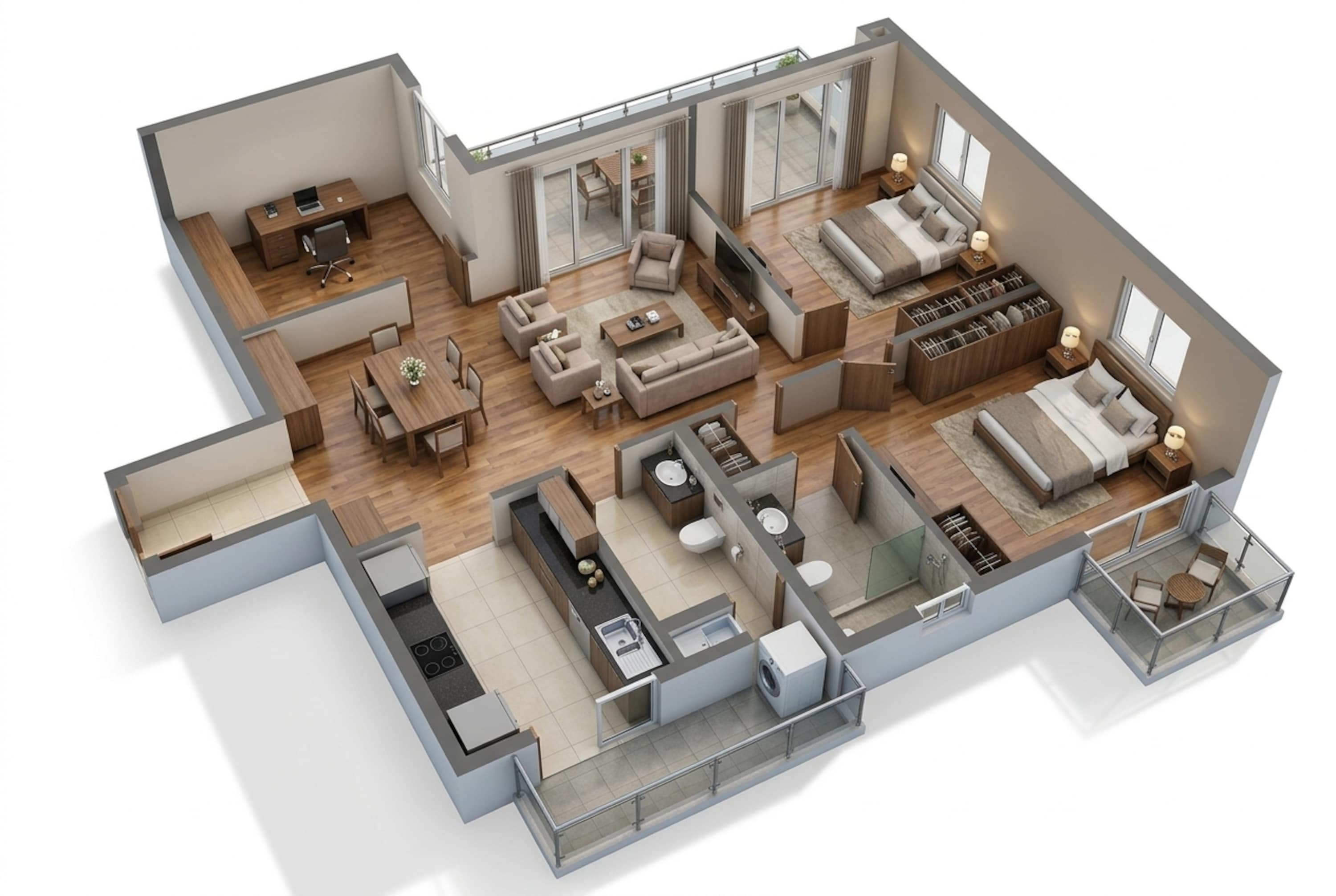 Floor plan of 2 BHK 1505 Sq. Ft. Apartment in Godrej 101, Gurgaon