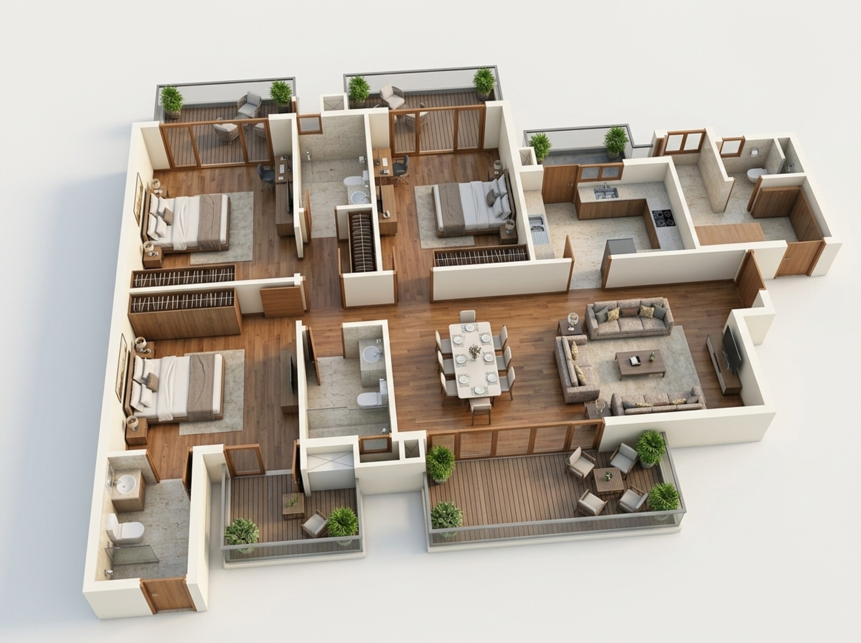 Floor plan of 3 BHK 2224 Sq. Ft. Apartment in Godrej 101, Gurgaon