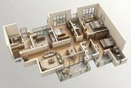 Floor plan of 3 BHK 2262 Sq. Ft. Apartment in Godrej 101, Gurgaon