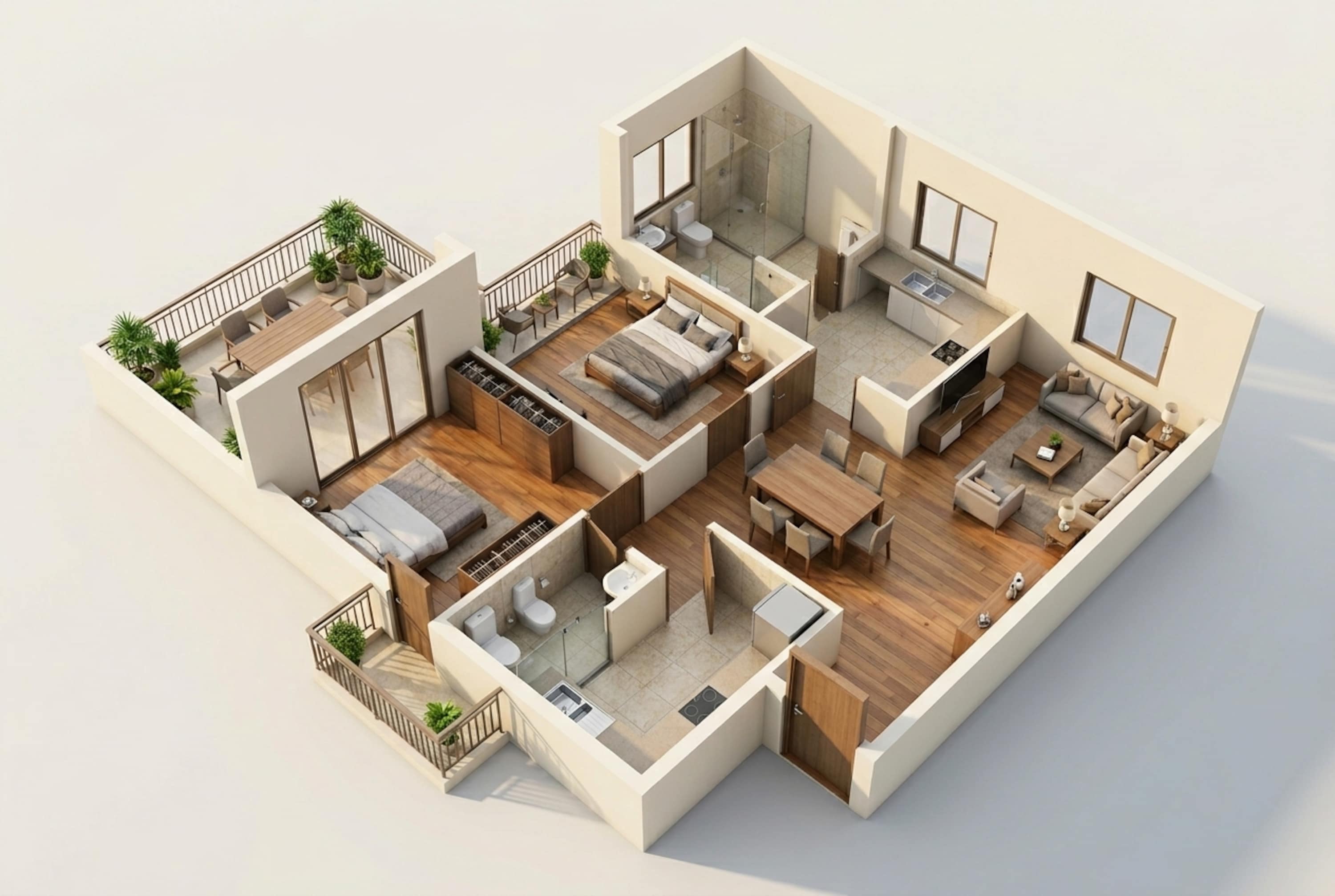 Floor plan of 2 BHK 1383 Sq. Ft. Apartment in Godrej 101, Gurgaon