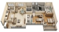 Floor plan of 2 BHK 899 Sq. Ft. Apartment in Lodha Parkside, Mumbai