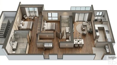 Floor plan of 2 BHK 857 Sq. Ft. Apartment in Lodha Parkside, Mumbai