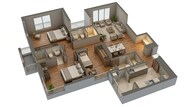 Floor plan of 3 BHK 1092 Sq. Ft. Apartment in Lodha Parkside, Mumbai
