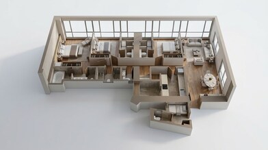 Floor plan of 3 BHK 1327 Sq. Ft. Apartment in Lodha Trump Tower, Mumbai