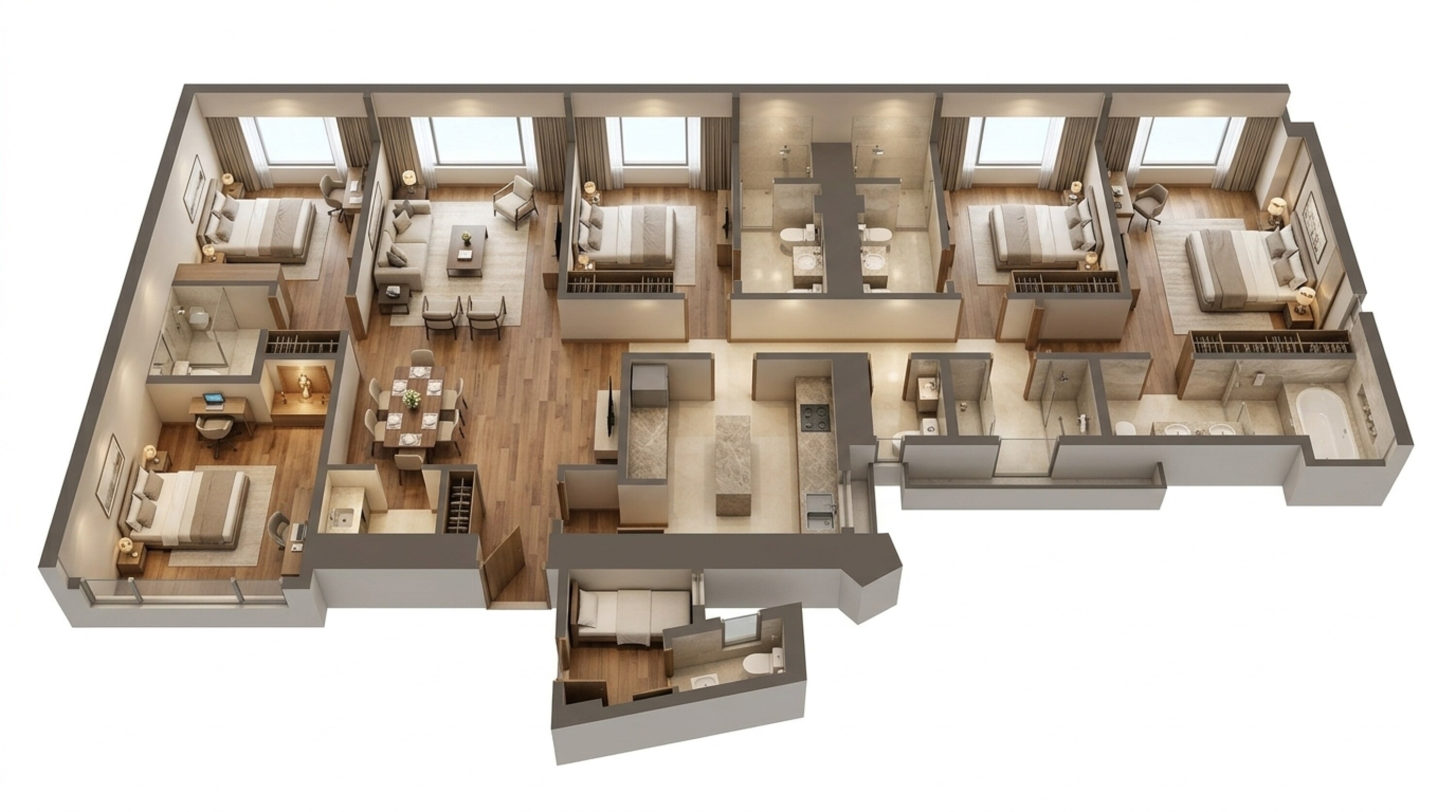 Floor plan of 3 BHK 1546 Sq. Ft. Apartment in Lodha Trump Tower, Mumbai