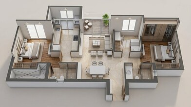 Floor plan of 3 BHK 1162 Sq. Ft. Apartment in Lodha Solitaire, Mumbai