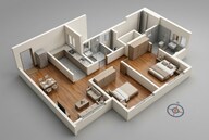 Floor plan of 2 BHK 640 Sq. Ft. Apartment in Shapoorji Pallonji Epsilon, Mumbai