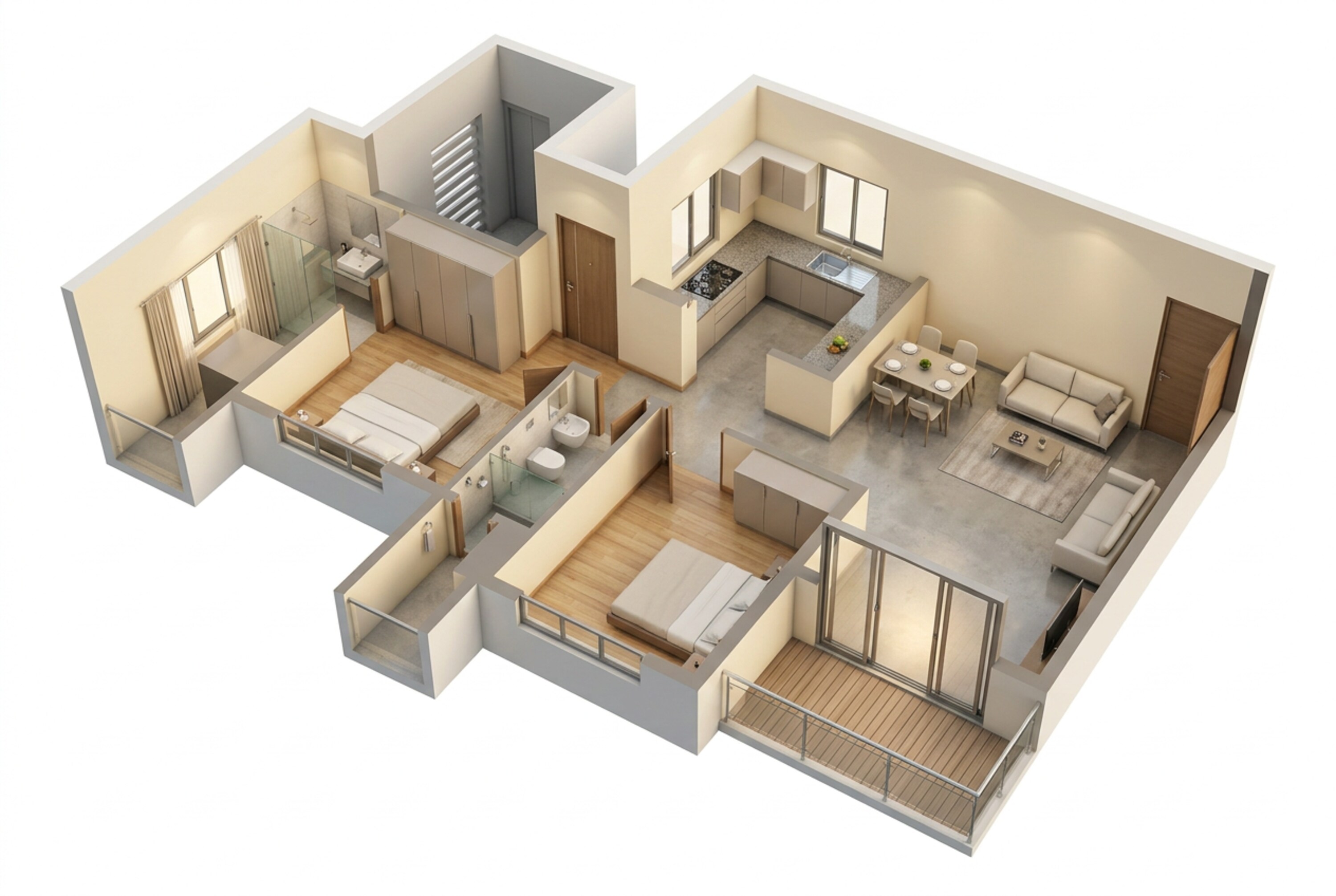 Floor plan of 2 BHK 815 Sq. Ft. Apartment in Shapoorji Pallonji Epsilon, Mumbai