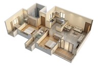 Floor plan of 2 BHK 815 Sq. Ft. Apartment in Shapoorji Pallonji Epsilon, Mumbai
